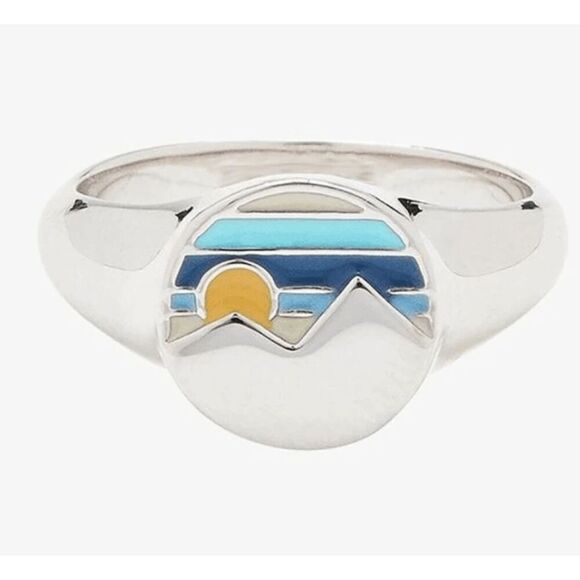 NWOT Set of 4 Y2K Enamel Rings, Wave, Mountain, Star - size 7 - Picture 4 of 6